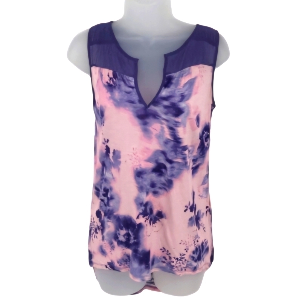 Simply Vera Abstract‎ Pink and Purple Floral Sleeveless TopbSize xs